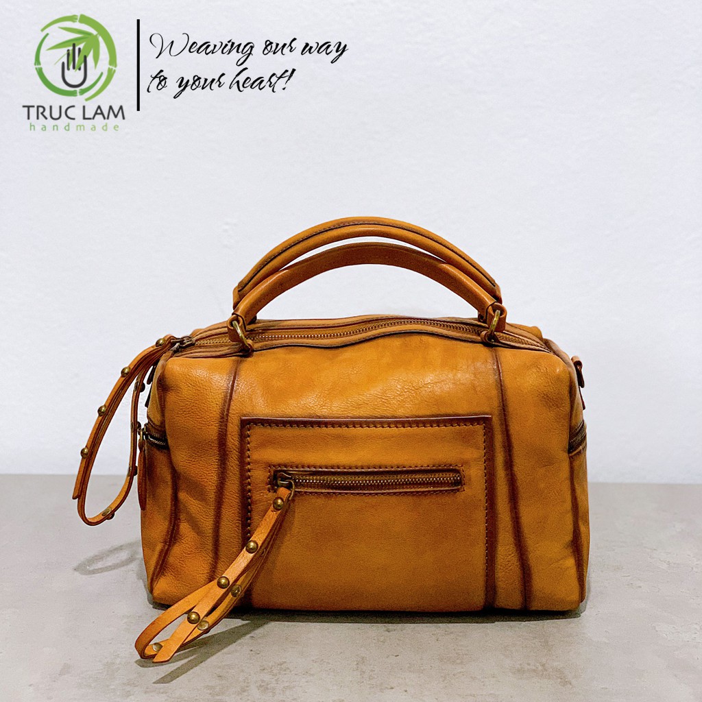 Túi Xách Thời Trang Hình Hộp Da Bò Thật Cao Cấp Nhiều Ngăn Tiện Lợi – Trúc Lâm Handmade