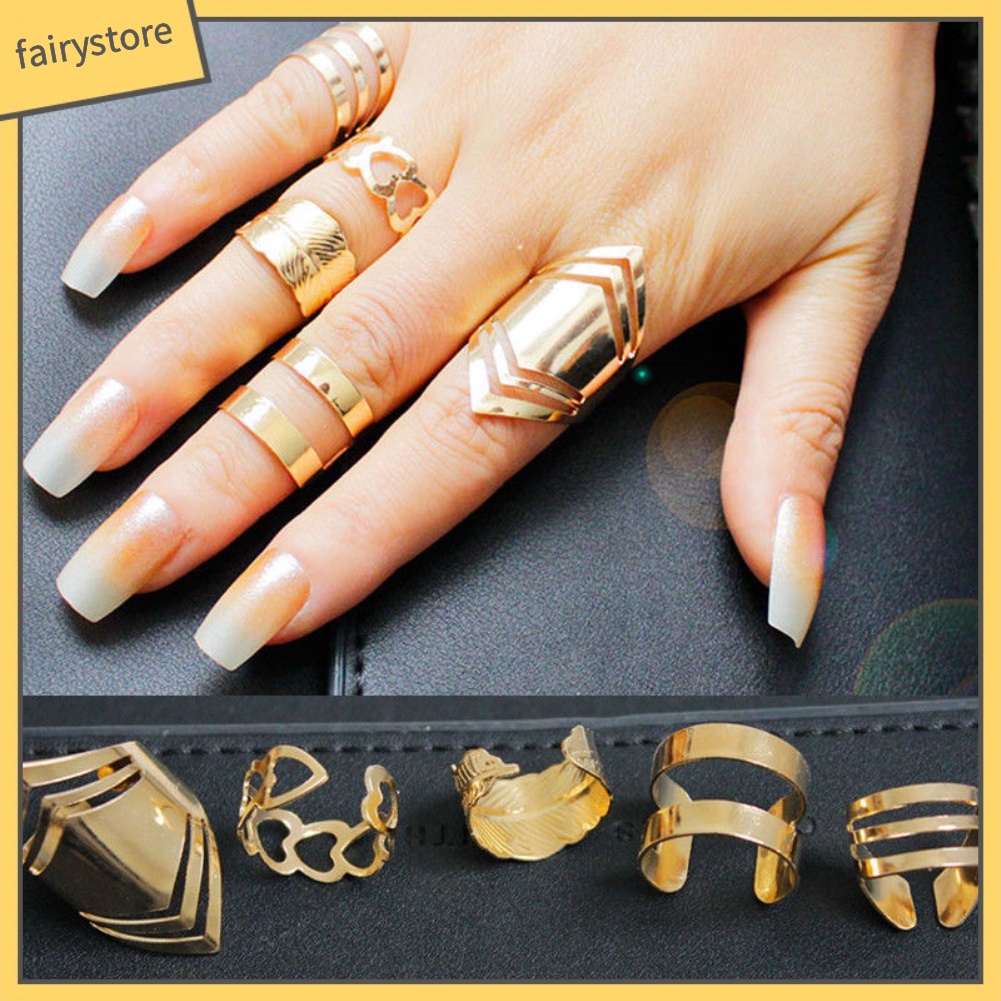 Set 5 Nhẫn Đeo Đốt Ngón Tay Thiết Kế Đa Dạng Thời Trang Cho Nữ
