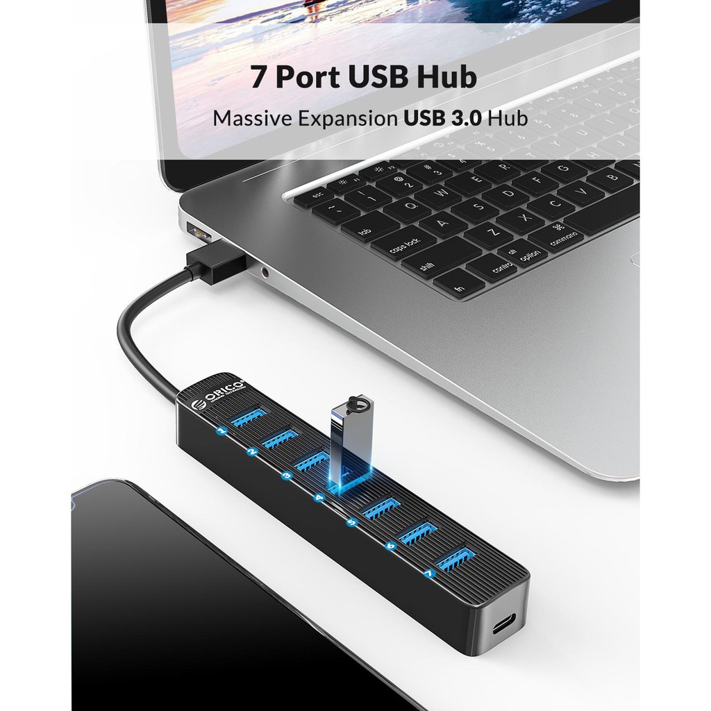 Bộ chia USB3.0 ORICO 7 cổng TWU3-7A-BK Chính Hãng - Bảo hành 12 tháng