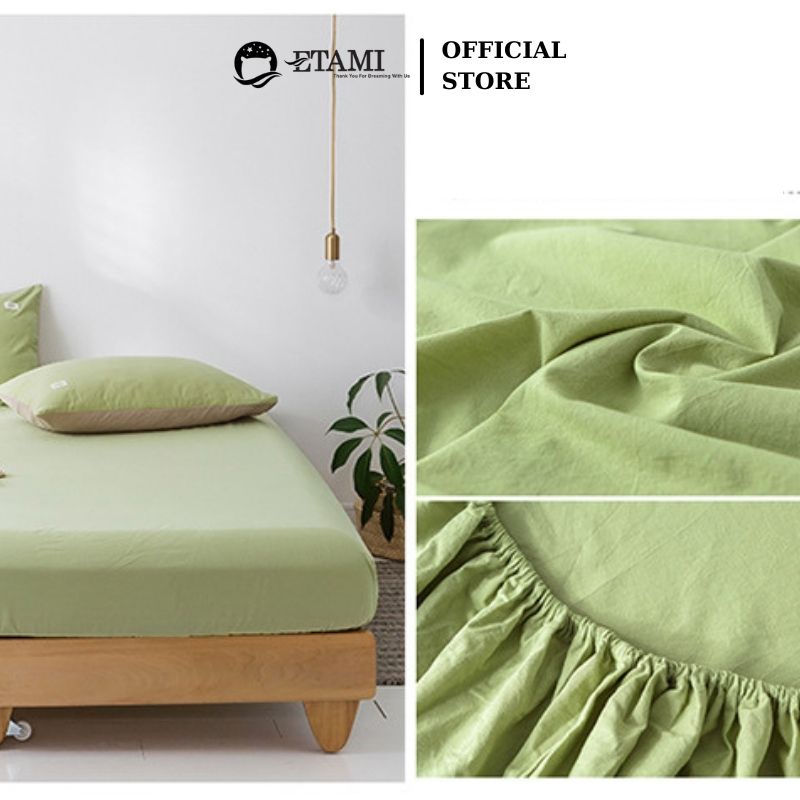 Bộ ga gối cotton tici ETAMI nhiều màu basic miễn phí bo chun cho drap giường ga trải giường