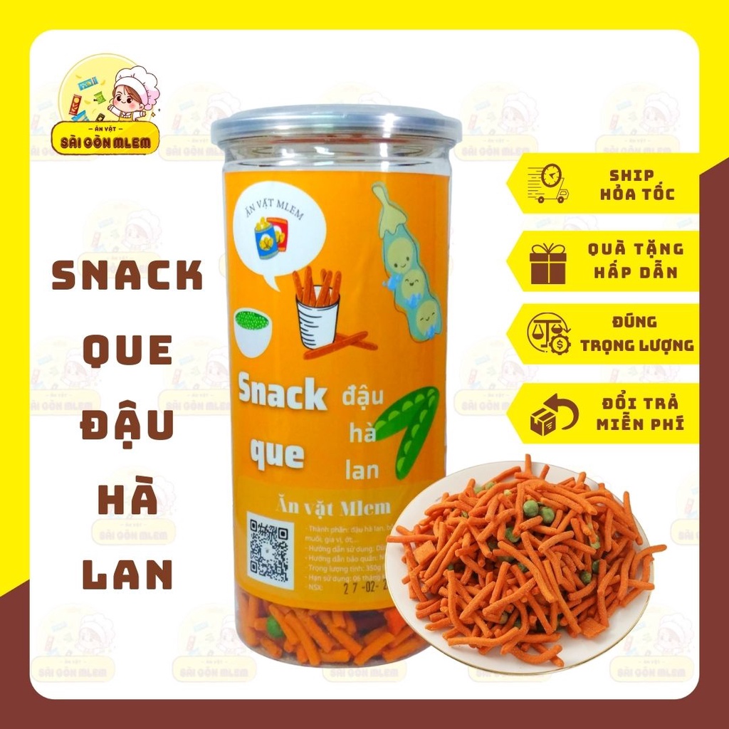 Bim bim snack bánh que Thái Lan cay mix đậu hà lan, hộp 350g - Mlem ăn vặt Sài Gòn - Combo đồ ăn vặt