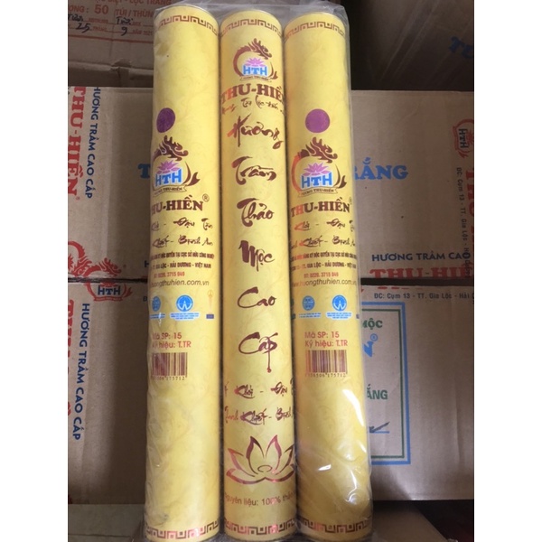 Combo 3 ống hương trầm thảo mộc cao cấp Thu Hiền chính hãng, dài 38cm, đậu lộc tàn trắng