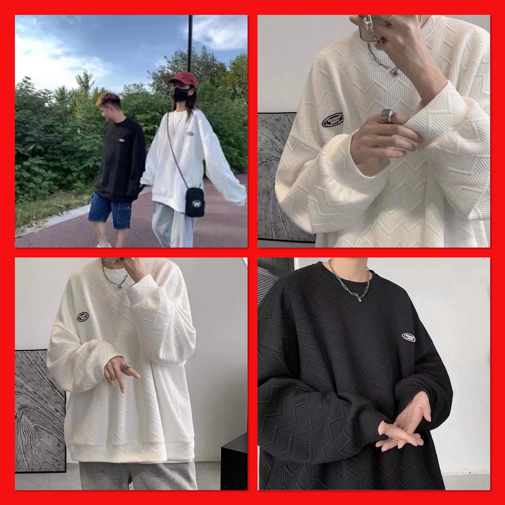 áo sweater thêu phong cách hàn quốc Freeship áo sweater nữ dễ thương mặc đôi mặc nhóm