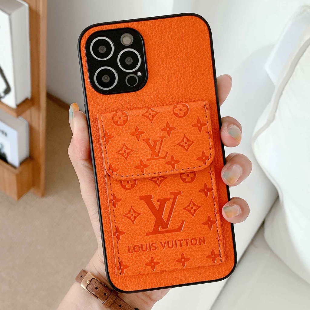 Ốp Điện Thoại Màu Xanh Lá Có Ngăn Đựng Thẻ Thời Trang Cho iphone 13promax 12 11 xsmax xr xs 7p