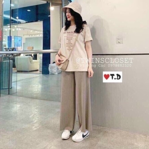 Quần ống rộng nữ phong cách hàn quốc chất liệu thun tăm xuất hàn Bigsize - Q503