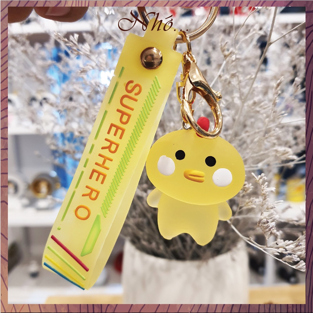 Móc Khóa Hình Con Vật Cute Ếch, Gà, Gấu, Thỏ Trong Suốt Kèm Dây Cao Su, Quà Tặng người yêu sinh nhật Nhớ Gift Shop