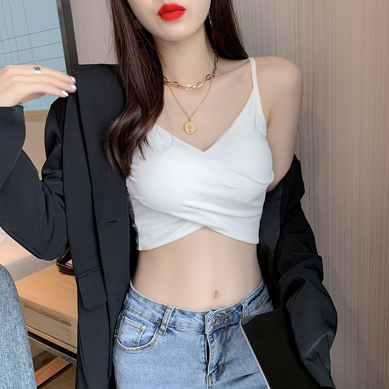 [Kèm Video SP] Áo Hai Dây Nữ Cao Cấp Thun Tăm Vạt Chéo Trơn Màu Dáng Basic Phong Cách Thời Trang Sugal TOP NU 018V6