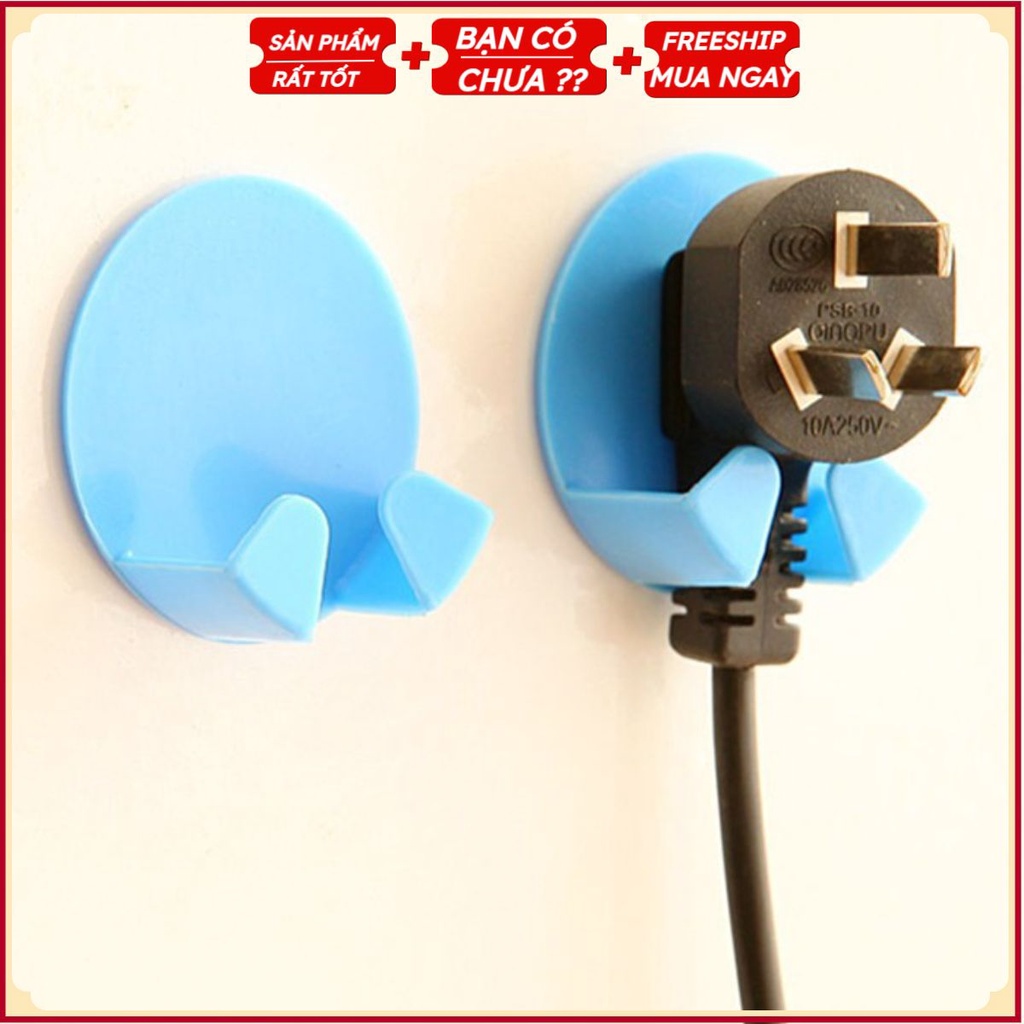 Túi 02 Móc Núm Treo Phích Cắm Dán Tường - Giá Đỡ Giắc Cắm Dây Điện Chịu Lực (Chọn Số Lượng)