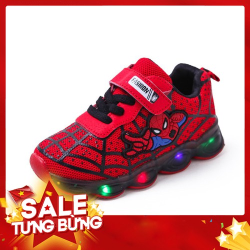 GIÀY SPIDER MAN - NGƯỜI NHỆN CÓ ĐÈN LED ĐỦ SIZE CHO BÉ TỪ 1-10 TUỔI - Hàng nhập khẩu