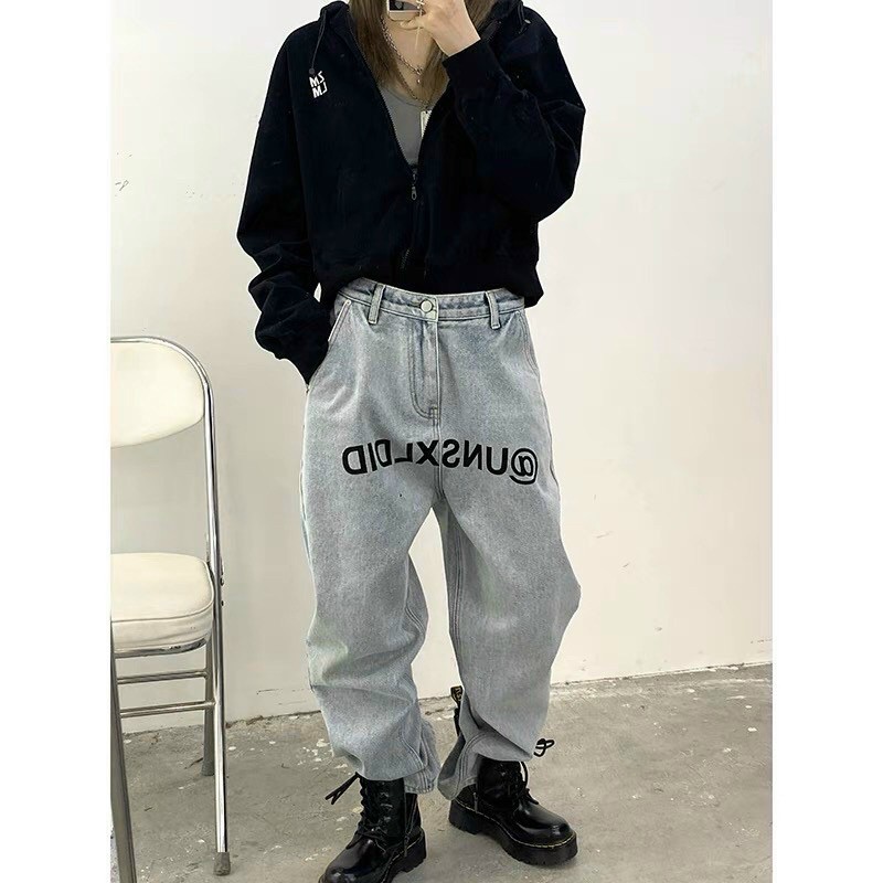 quần baggy jeans ống rộng thêu @UNS