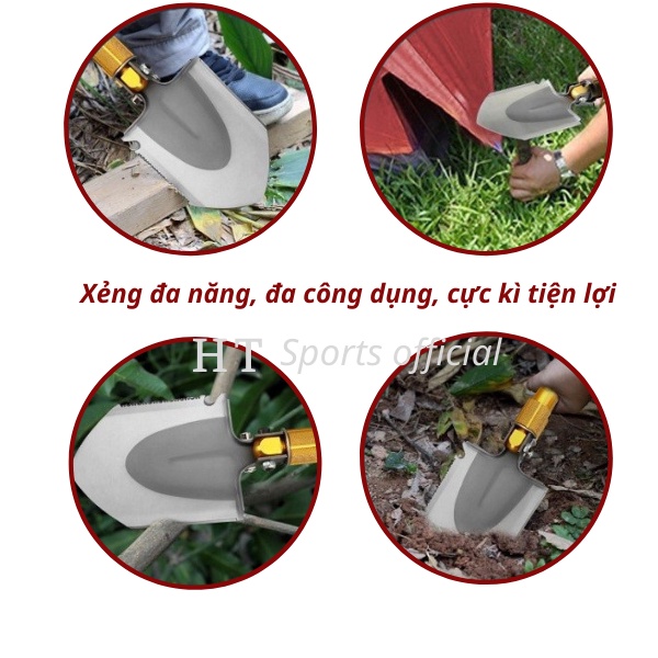 Xẻng quân dụng cao cấp HT Sports đa năng gấp gọn làm vườn, đi phượt, dã ngoại tiện lợi