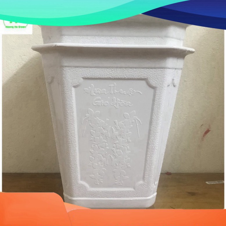 (GIÁ RẺ) 2 Chậu Trồng Cây Vuông Cao Màu Trắng Kích Thước AD 170x190 - Made in VIETNAM