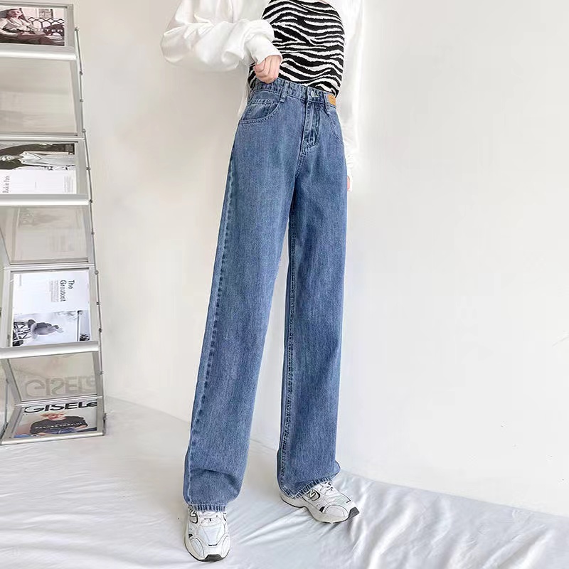 Quần Jeans Nữ Lưng Cao Ống Rộng Thời Trang Hàn Quốc