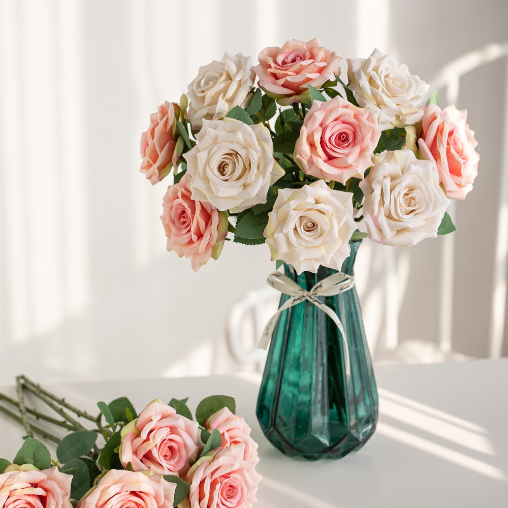 Hoa hồng mô phỏng 43cm bằng vải trang trí phòng