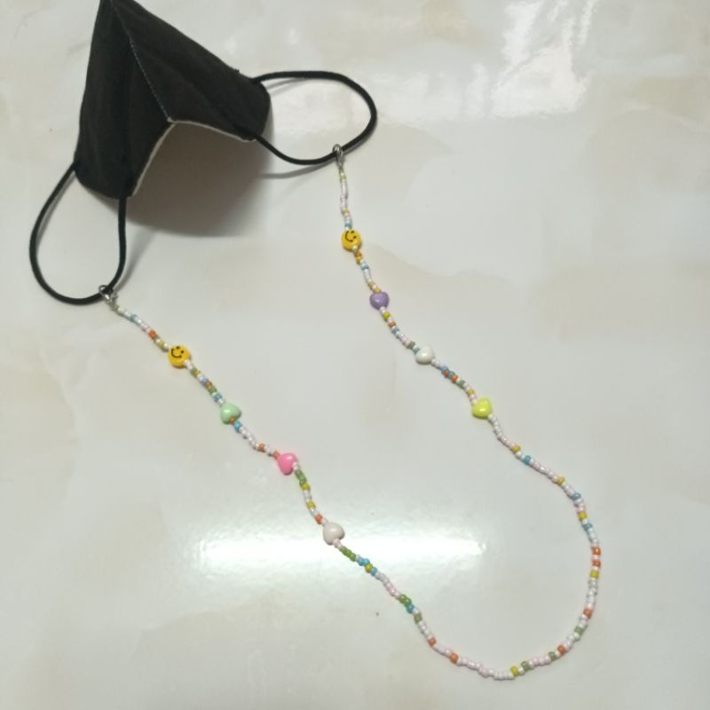 Dây đeo khẩu trang chống rớt hạt nhựa mic mặt cưòi trái tim yêu style kiểu Hàn tiện lợi thời trang