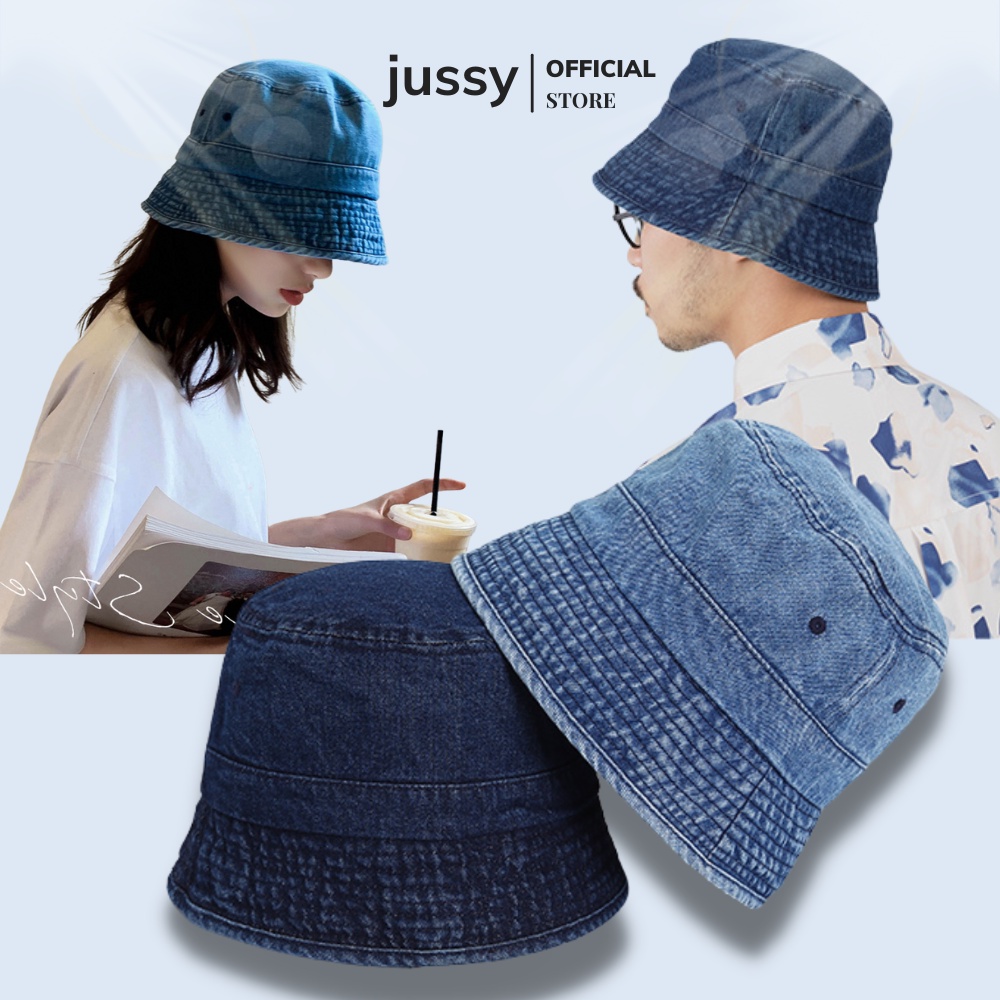 Nón Tai Bèo Vành Cụp Jeans Lỗ Trơn Basic Jussy Official Kiểu Mũ Bucket Nam Nữ Unisex Vải Jean Dày Dặn Form Đẹp