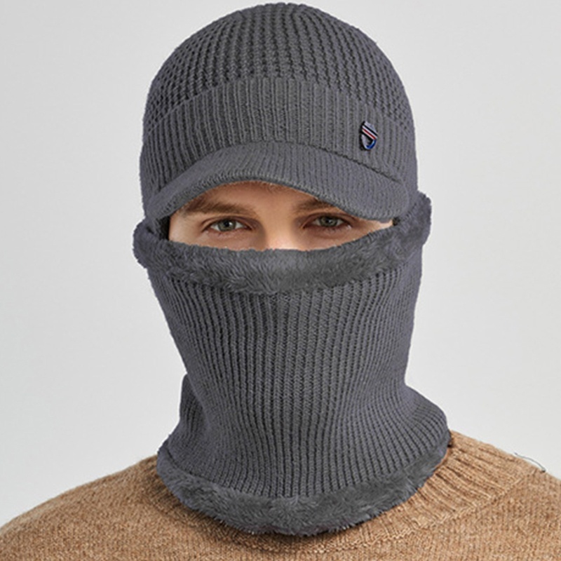 Set 2 Mũ Beanie Kèm Khăn Choàng Cổ Giữ Ấm Mùa Đông Thời Trang Cho Nam