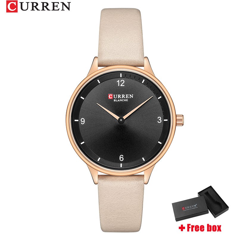Đồng hồ Quartz Curren 9039 chống thấm nước dây đeo da thời trang cho nữ