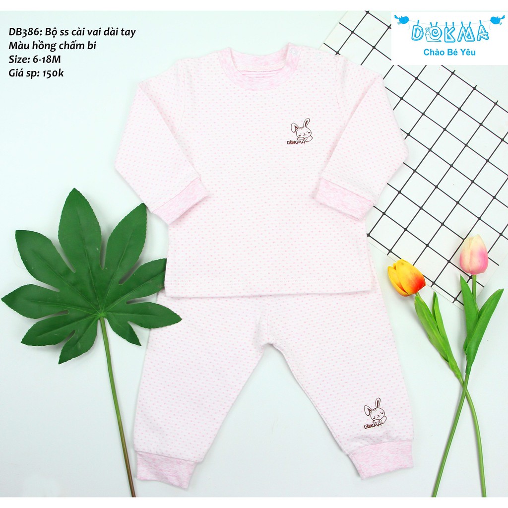 Dokma - Bộ ss nỉ bông chấm bi cài vai siêu xing 6-18m DB386