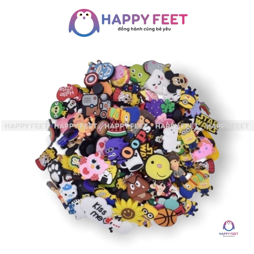 Sticker, jibbits gắn sục dép siêu đẹp cho bé - Happy Feet