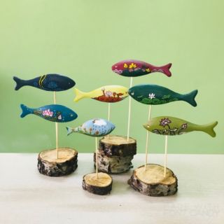 Cá Gỗ Decor, Cá Gỗ Trang Trí (Cá mộc màu gỗ tần bì)