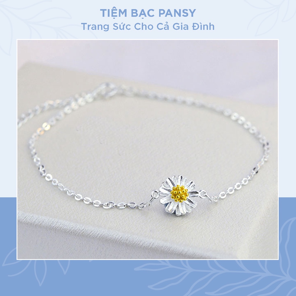 Lắc tay cúc hoạ mi bạc ta PANSY dây mảnh duyên dáng - Vòng bạc nữ bạc thật cao cấp