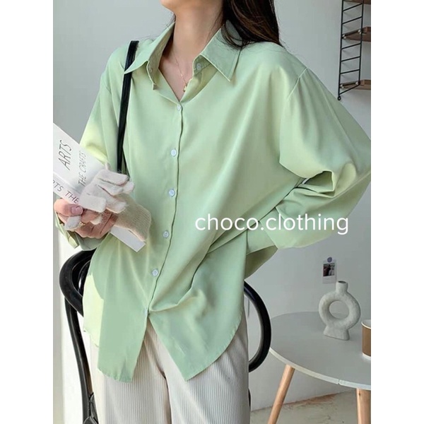 [Mã FAMARAL1 giảm 10K đơn 50K] Áo somi nữ tay dài màu xanh mạ non siêu hot 2022 | BigBuy360 - bigbuy360.vn