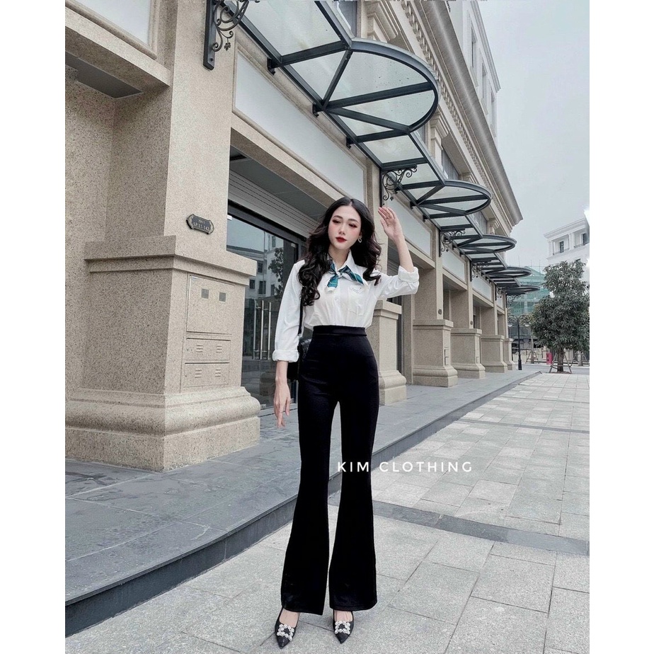 Quần Dài Ống Loe Chất Thun Gân Thích Hợp Mặc Đi Tiệc Đi Làm Đi Chơi Phù Hợp Với Mọi Phong Cách