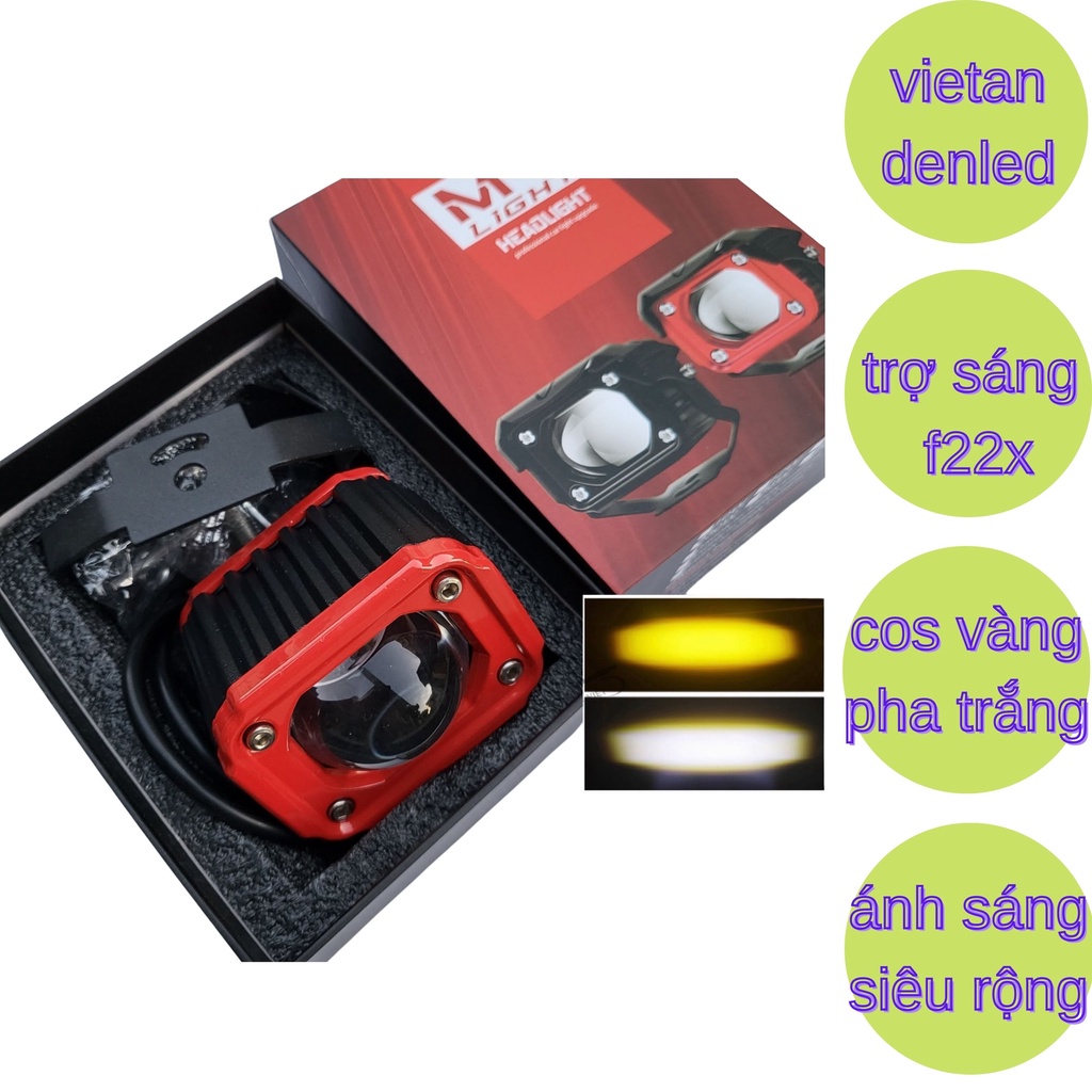 Trợ sáng F22x mẫu mới, cos vàng, pha trắng