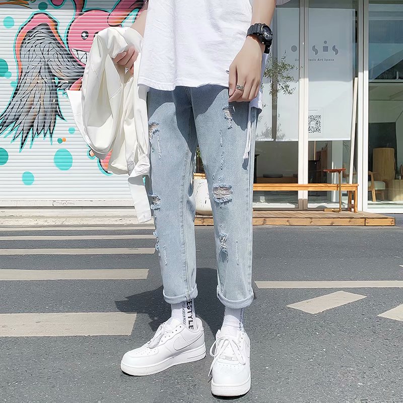 Men's Fashionable Men's Loose Design Torn Jeans