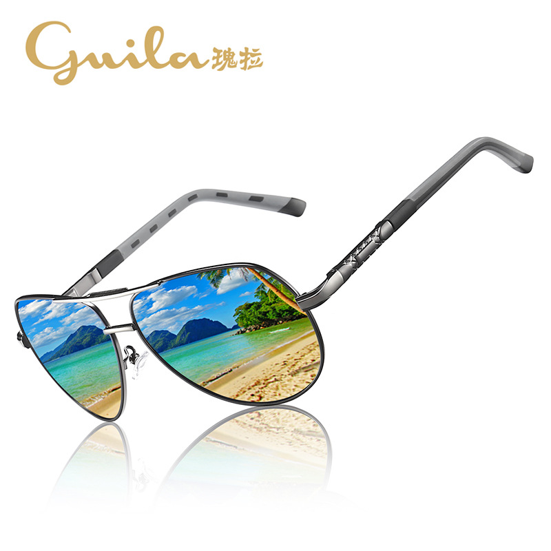 New Fashion Driving Mirror Color Changing Polarized Sunglasses Anti-ultraviolet Sunglasses Men's Toad Glasses 8725