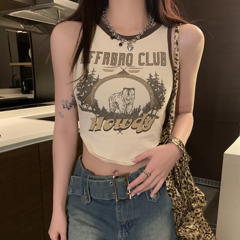 Áo Croptop Sát Nách Hoạ Tiết In Thiết Kế Độc Đáo Cho Phái Nữ