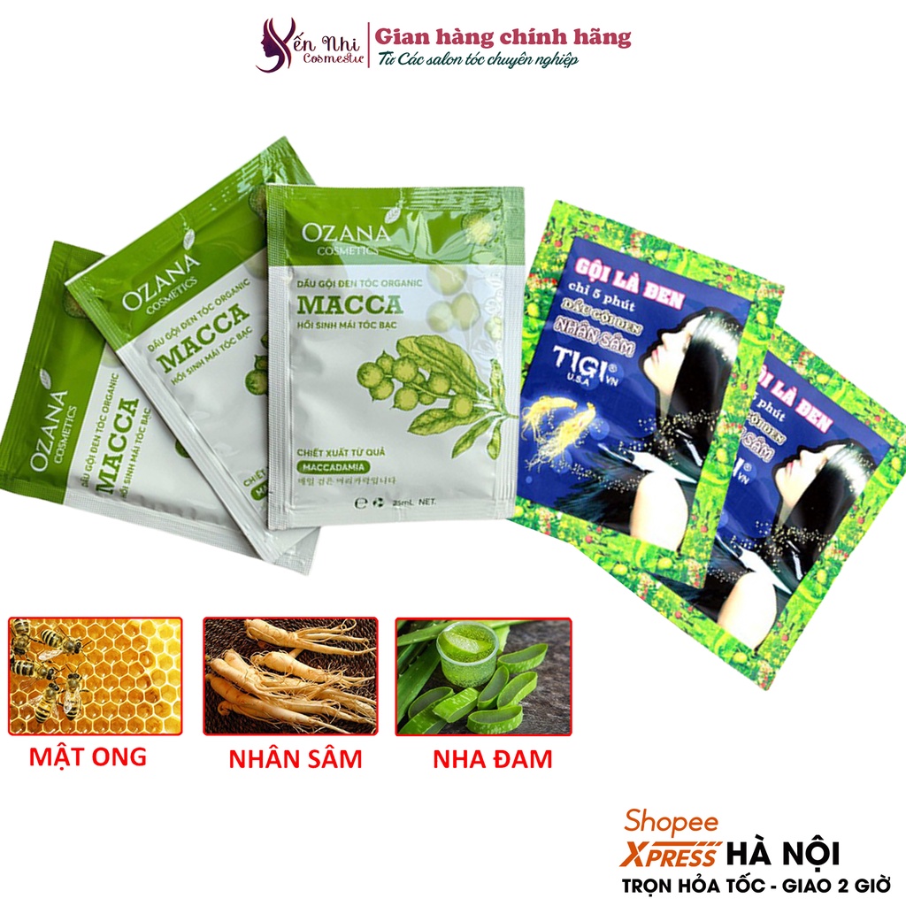 Dầu gội đen tóc OZANA dầu gội phủ bạc nhân sâm thảo mộc, Mỹ phẩm tóc yến nhi DG28