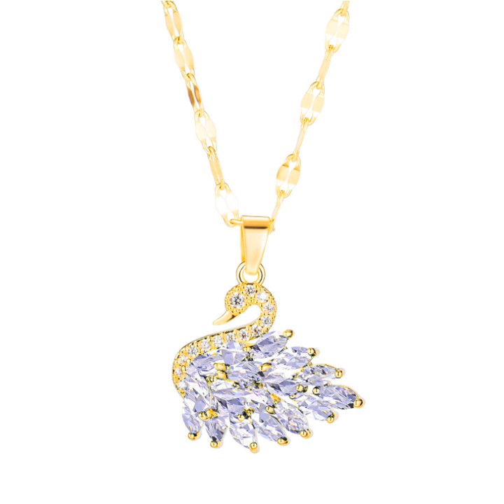 Dây chuyền nữ titan kiểu con thiên nga đính đá siêu đẹp, bền màu, chuẩn thời trang