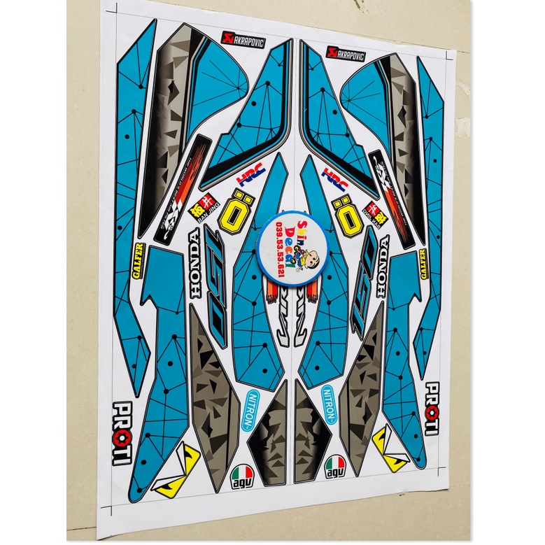 ( Quí khách vui lòng mang ra tiệm cho thợ dán ) Tem vario 150 2017 xanh đen