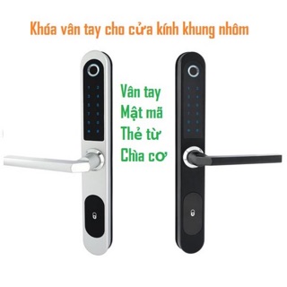 Khóa cửa thông minh HL-8500 vân tay, mật mã, thẻ từ và chìa cơ cho cửa kính khung nhôm xingfa, cửa hẹp, cửa sắt
