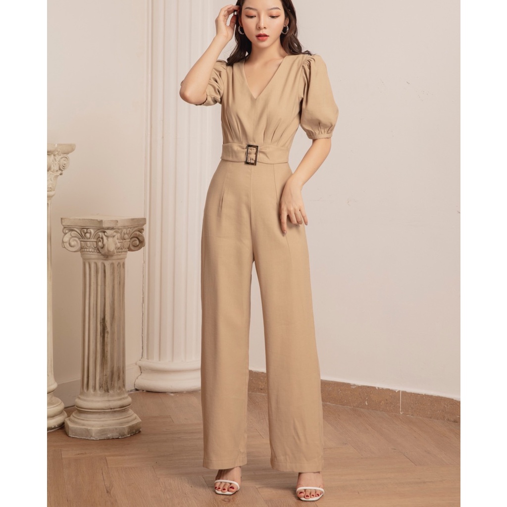 COLUS - Jumpsuit Nude Tay Ngắn