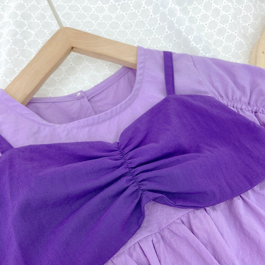 Áo Liền Quần Ngắn Tay Phong Cách Công Chúa Hàn Quốc Dễ Thương Cho Bé Gái