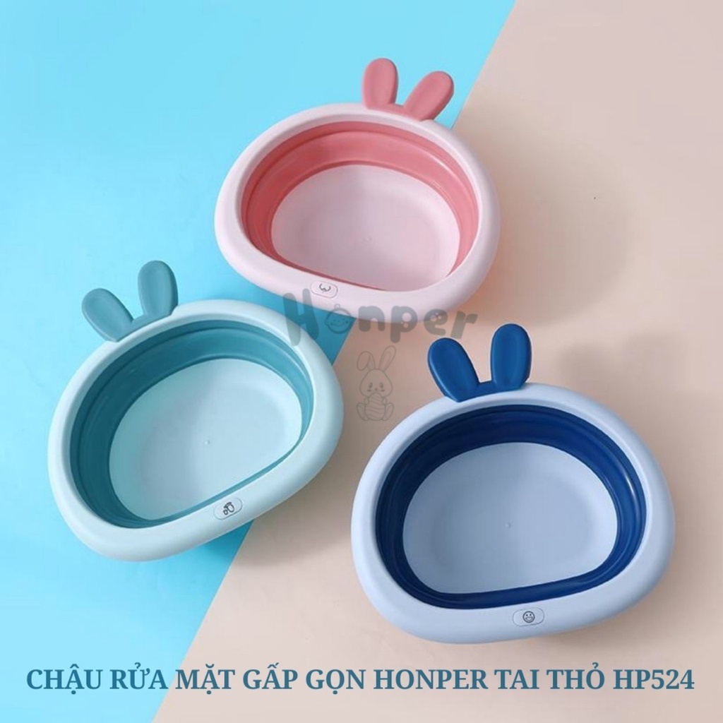 Chậu rửa mặt gấp gọn cho bé Honper tai thỏ phân phối chính hãng Bonbon Mart