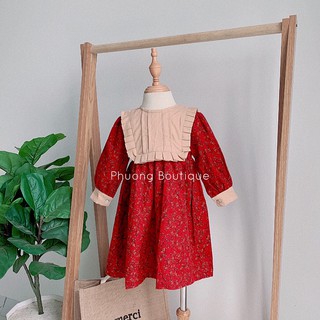 Váy cho bé gái họa tiết hoa nhí cào bông