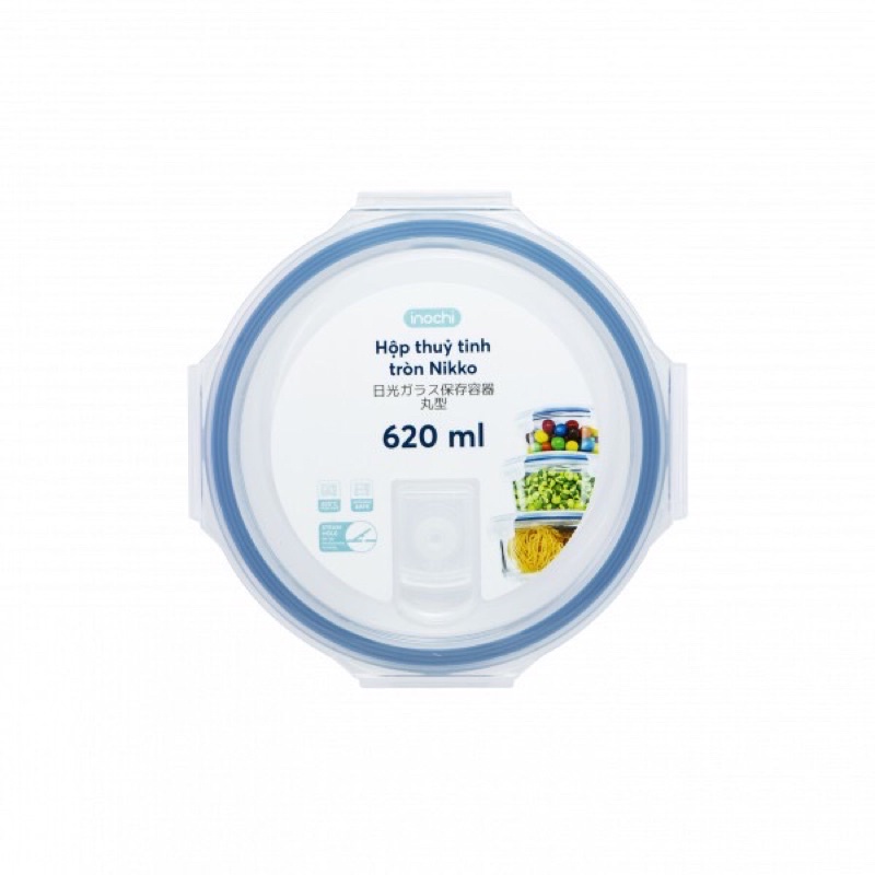 Hộp Thủy Tinh Tròn Nikko Inoch 400ml, 620ml, 950ml - Hàng Chính Hãng