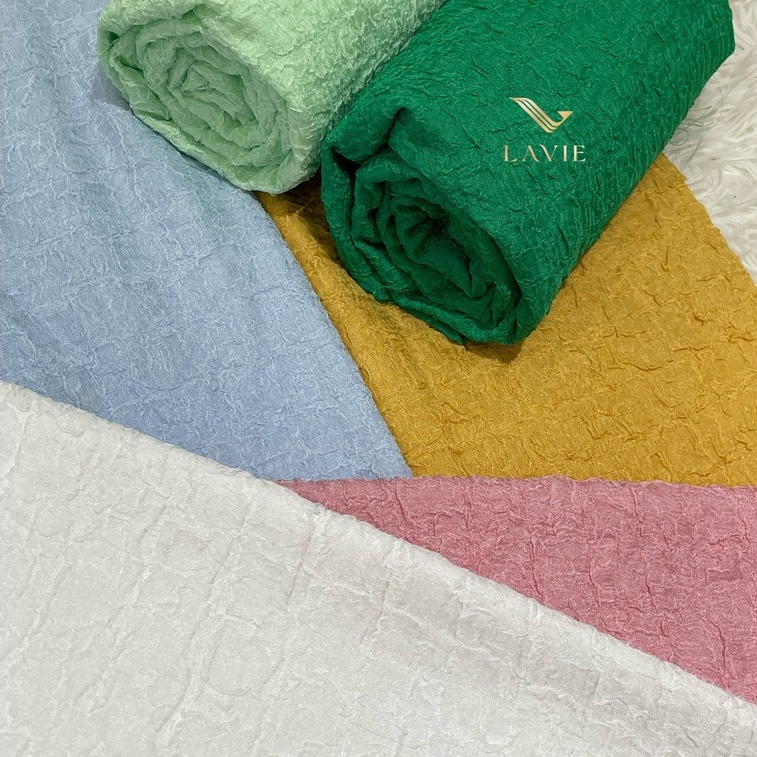 Vải Xốp Quả Dứa cao cấp nhà Lavie co giãn, mềm, vải may váy đầm, form xoè, váy xuông