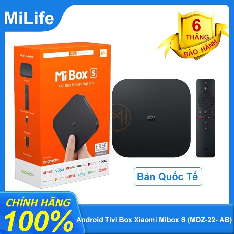 Android Tivi Box Xiaomi Mibox S 4K Bản Quốc Tế Tiếng Việt tìm kiếm giọng nói