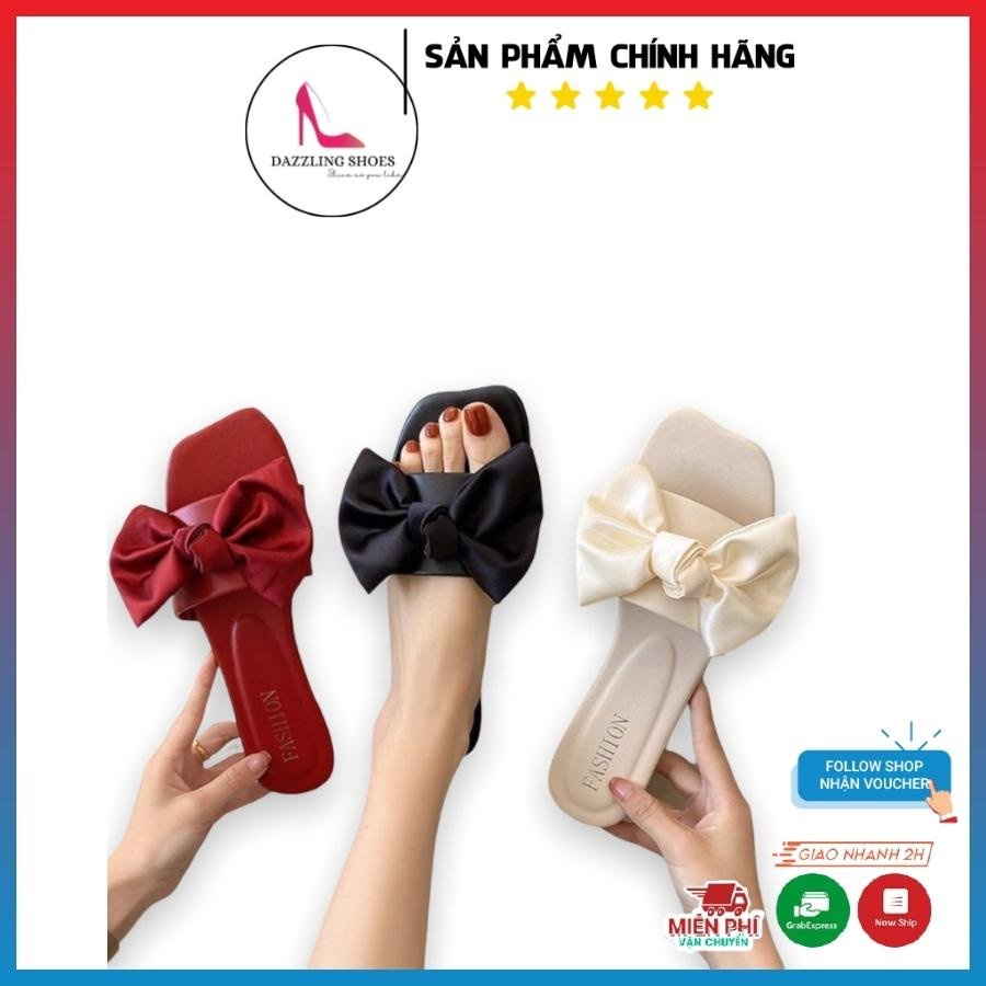 Dép nữ thắt nơ thời trang quai ngang tiểu thư  phong cách hàn quốc bánh bèo dép đi biển siêu đẹp chắc chắn DA551