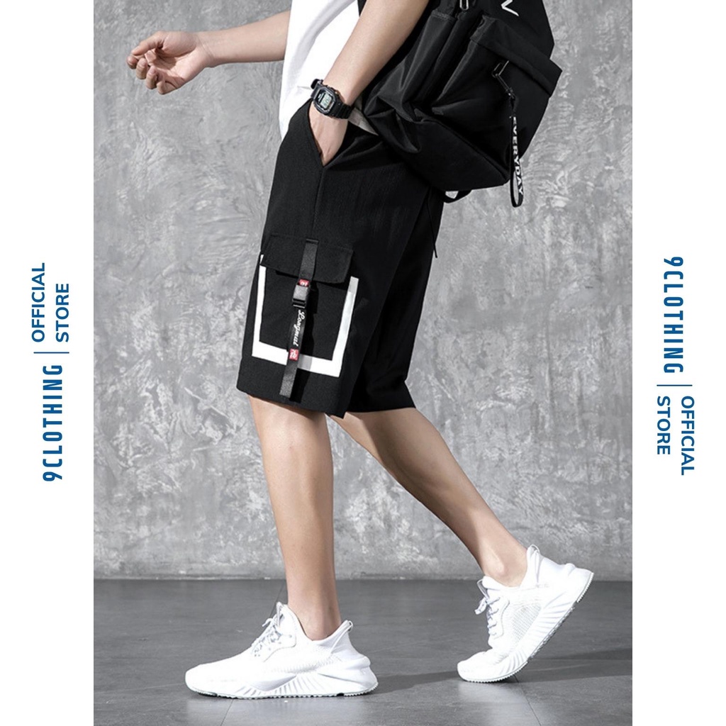 Quần short nam phối Túi Hộp, quần đùi lửng nam mùa hè vải mát mịn phong cách streetwear Ulzzang Hàn từ 9CLOTHING