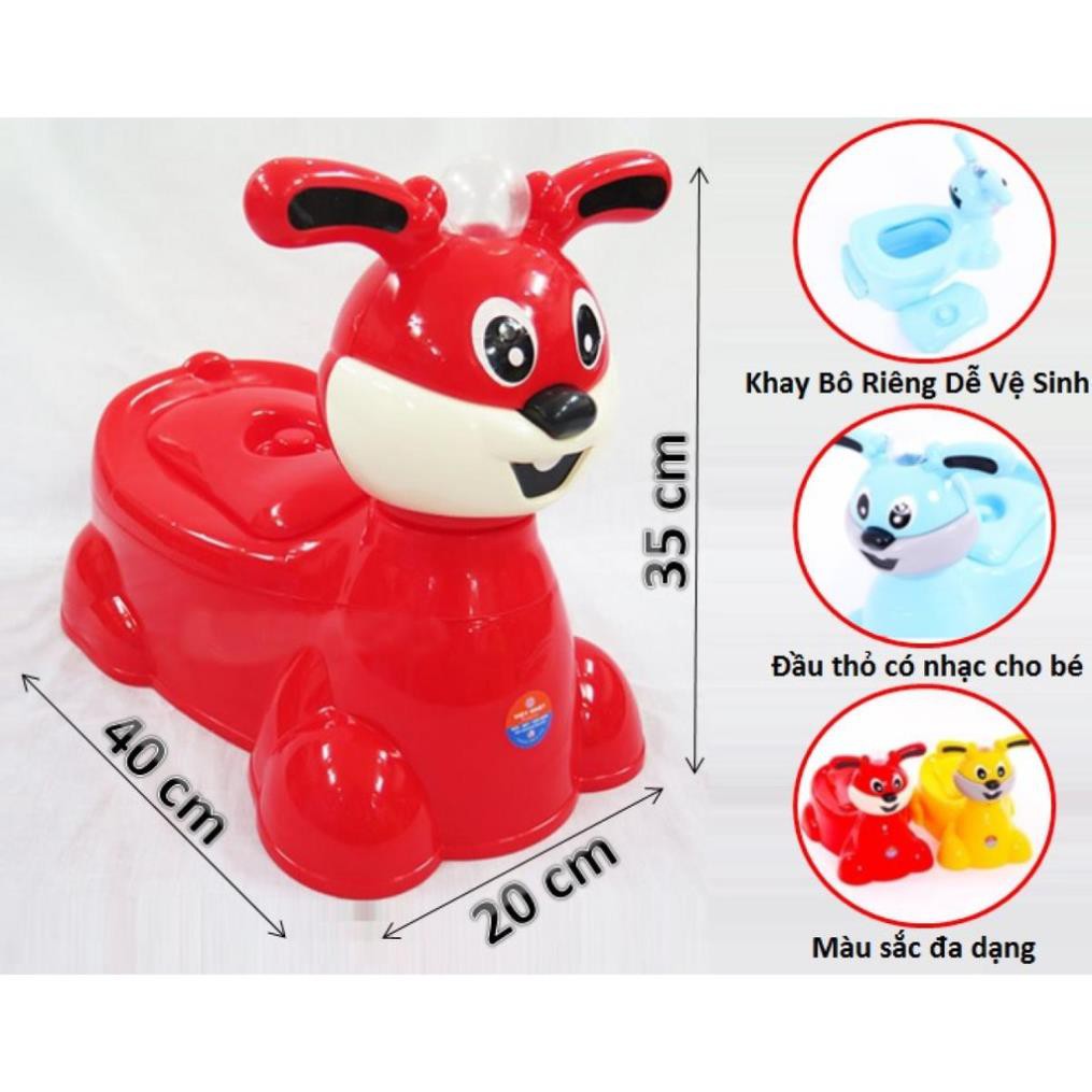 ( hang hot) Bô vệ sinh cho bé hình thỏ có nhạc siêu đáng yêu - dụng cụ vệ sinh cho bé tiện lợi