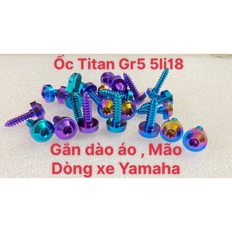 Ốc titan 5ly18 Gr5 sịn gắn Mão dàn áo yamaha gai xoắn