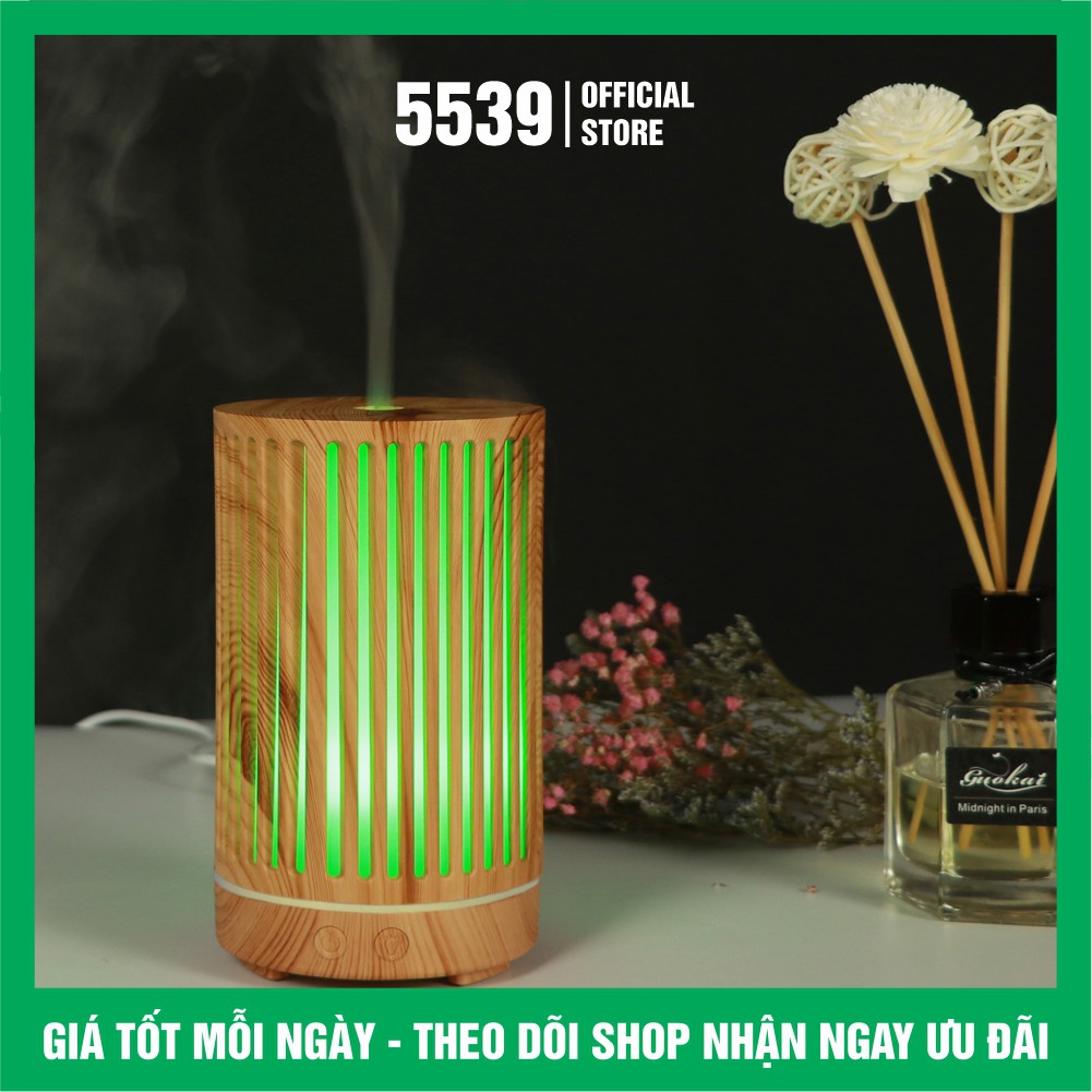 Máy xông tinh dầu phòng ngủ hình trụ dung tích 200 ml tặng kèm 2 chai tinh dầu 5 ml bảo hành 6 tháng - Shop 5539