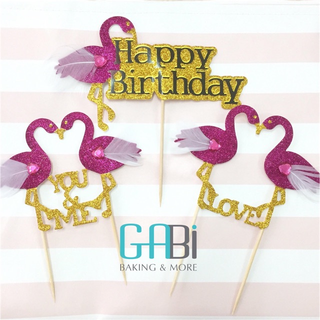 Que topper giấy cắm bánh hồng hạc