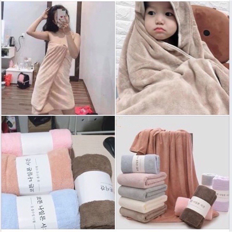 Khăn Tắm Lông Mềm Xuất Khẩu Hàn QuốcSize Lớn 70x140cm, Khăn tắm, Gội Đầu, Lau Mặt Dùng Cho Gia Đình, Spa, Khách Sạn